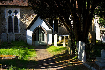 The view from the church front door. Discover what it's like to go champing in Fordwich – that is, camping in a church in the UK.