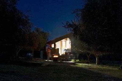 The Shacky tiny house at night, in Victoria's High Country.