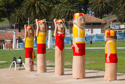 Famous painted bollards in Geelong, one of the many great options for weekend getaways from Melbourne.