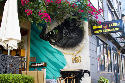 Street art at a cafe in Parramatta. Brunch is a great Sydney date idea.