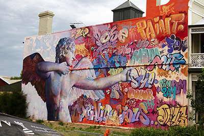 A work by PichiAvo from 2020 as part of the Wonderwalls festival in Port Adelaide. Discover the top spots for street art in Port Adelaide.